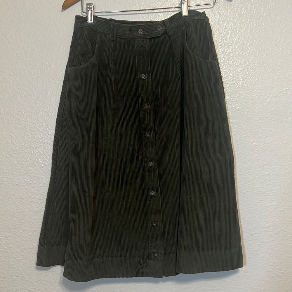 Olive green corduroy skirt